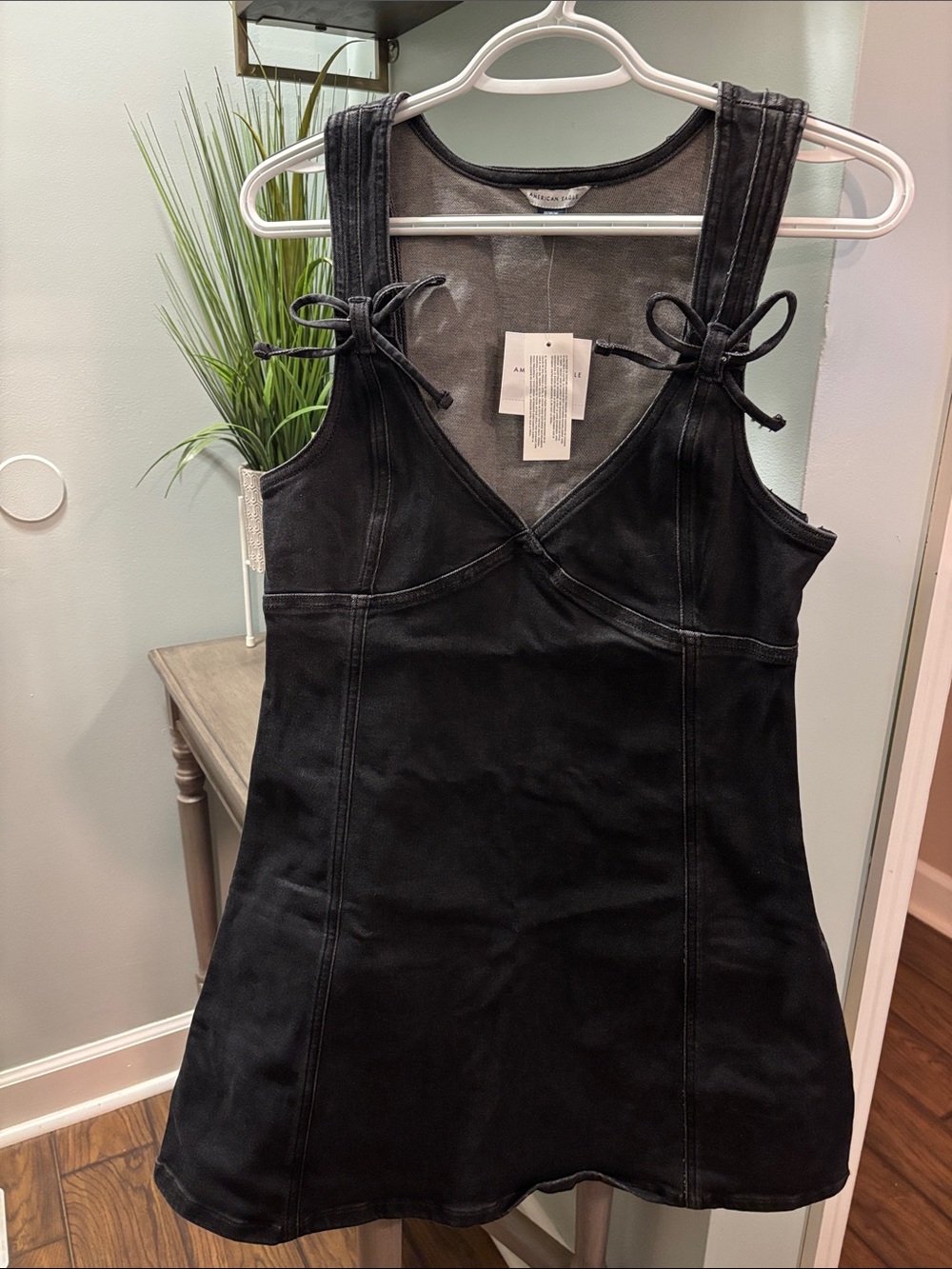 AE Black Bow Denim Dress